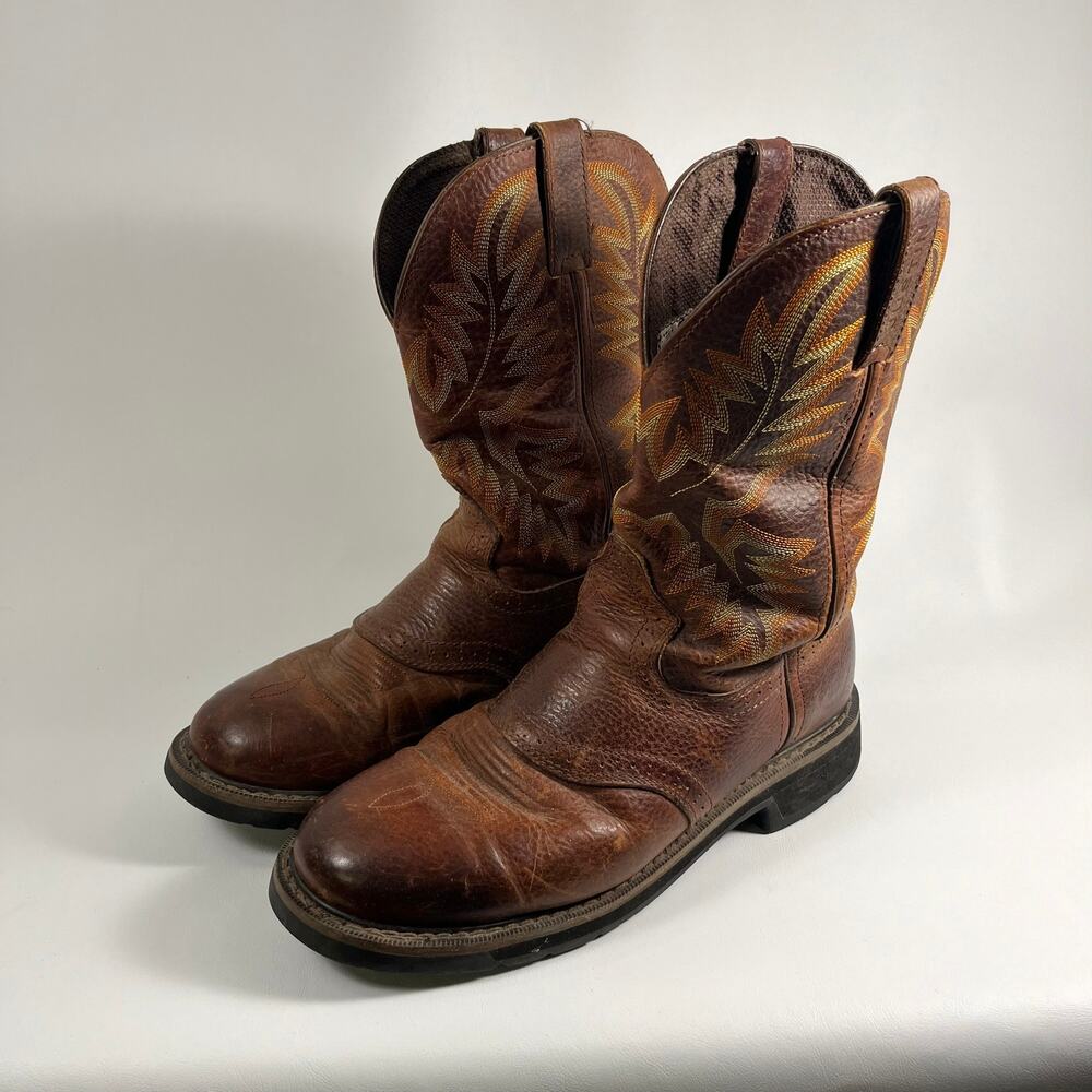 Justin Stampede Sunset Cowhide Boots 9.5 D Mens Western Workwear Cowboy WK4655